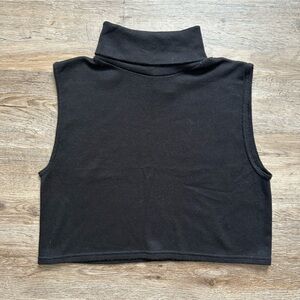 VTG 80s Boxy Black Sleeveless Turtleneck Crop Top